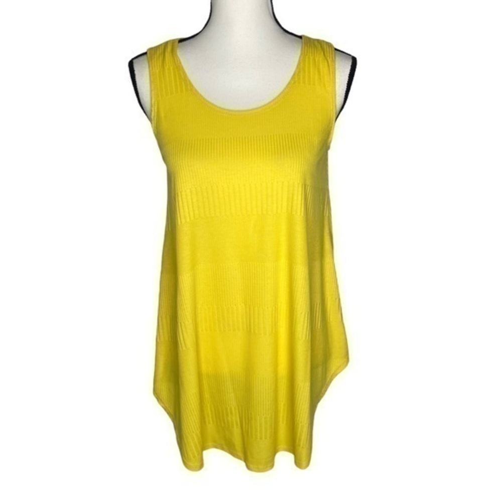 Azules Tank Top Yellow Textured Stripe Sleeveless Tunic Top Size M